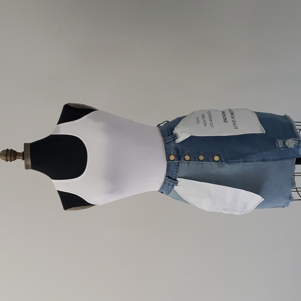 Lizette Collection Denim Skirt Inside Out Pockets S/M/L